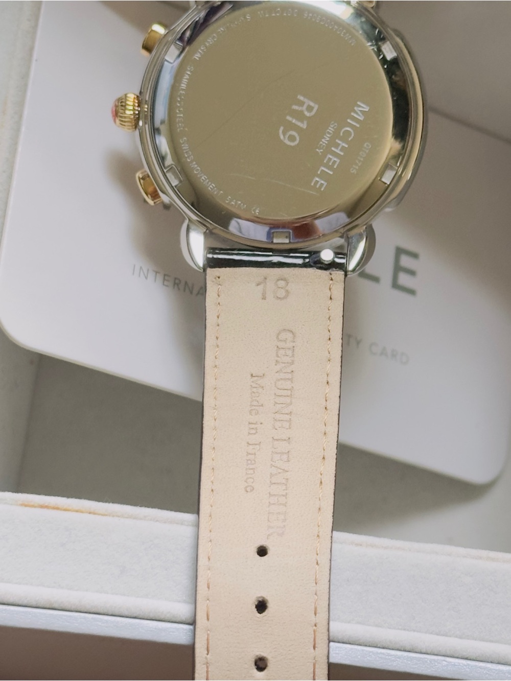 ✨Michele✨ Gold Tone Watch w/ DIAMOND Dial - Picture 7 of 15